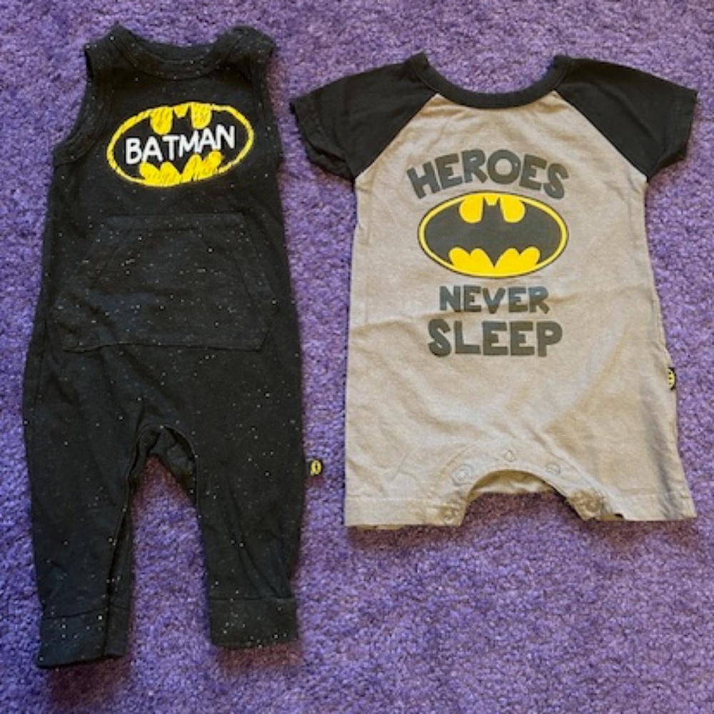 Batman onesies (x2), Size 0-3 months